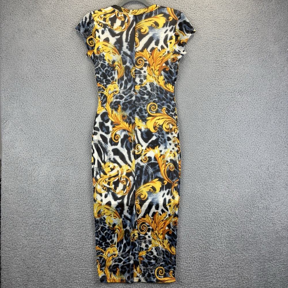 Mesh Sheer Maxi Dress Small Whimsigoth Artsy Sexy Bodycon Animal Graphic Stretch - Picture 8 of 10